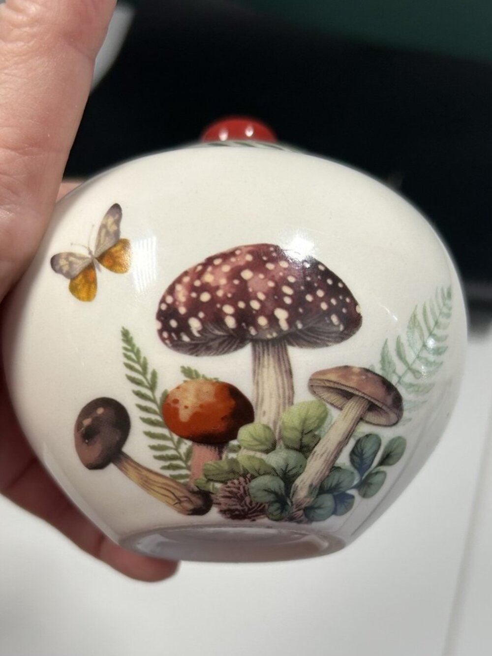 Sugar Bowl with Lid Chelsea Bistro Earthy Mushroom Botanical Butterfly